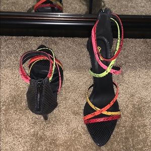 Crisscross open toe pointy stiletto heel